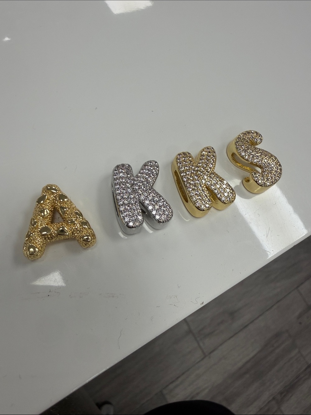 Gold and Silver Crystal Letter initial pendants $35 each  comes with chain
